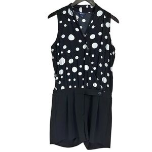 Sabie Black and White Polka Dot Romper shorts